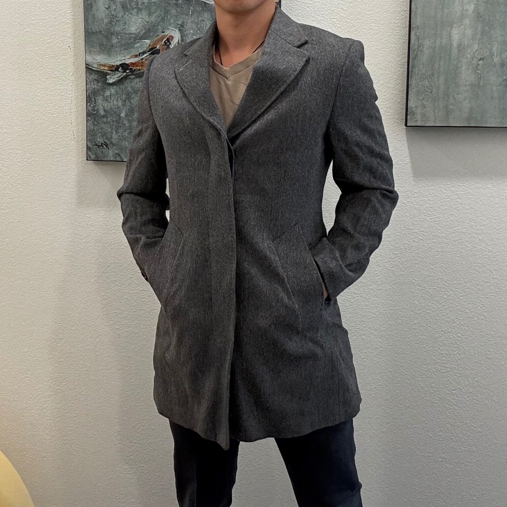 New Indochino Gray Quilted Overcoat/Peacoat